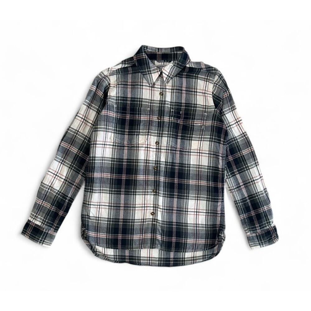 Carhartt Women's Plaid Navy Pink Button Up Shirt Long Sleeve S (4/6) 100% Cotton